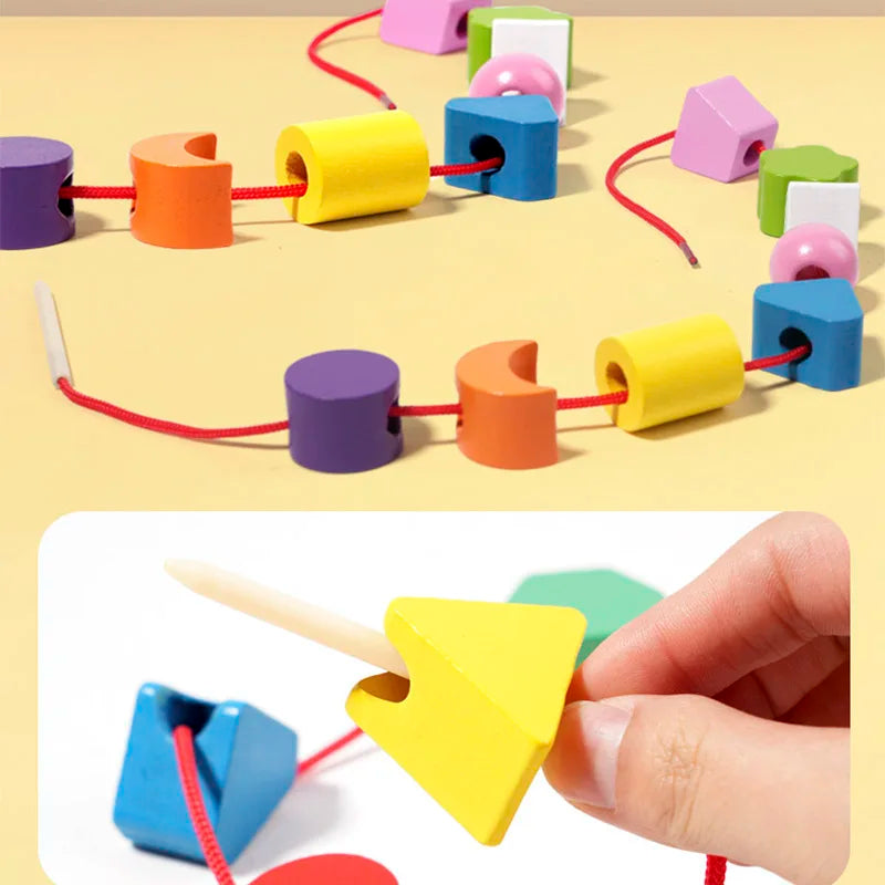 Juguetes de madera Montessori, rompecabezas de colores y formas