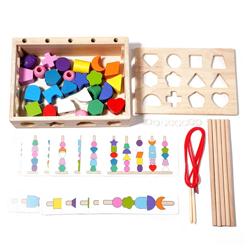Juguetes de madera Montessori, rompecabezas de colores y formas