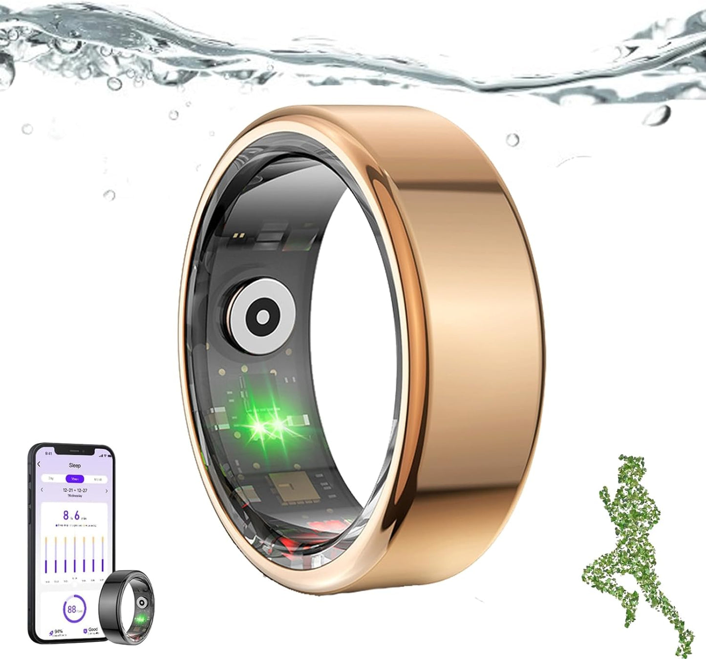 Anillo Inteligente - Rastreador de Fitness y Salud - Monitor de Sueño, Frecuencia Cardíaca y Actividad - Resistente al Agua, Bluetooth 5.0 - Compatible con iOS y Android