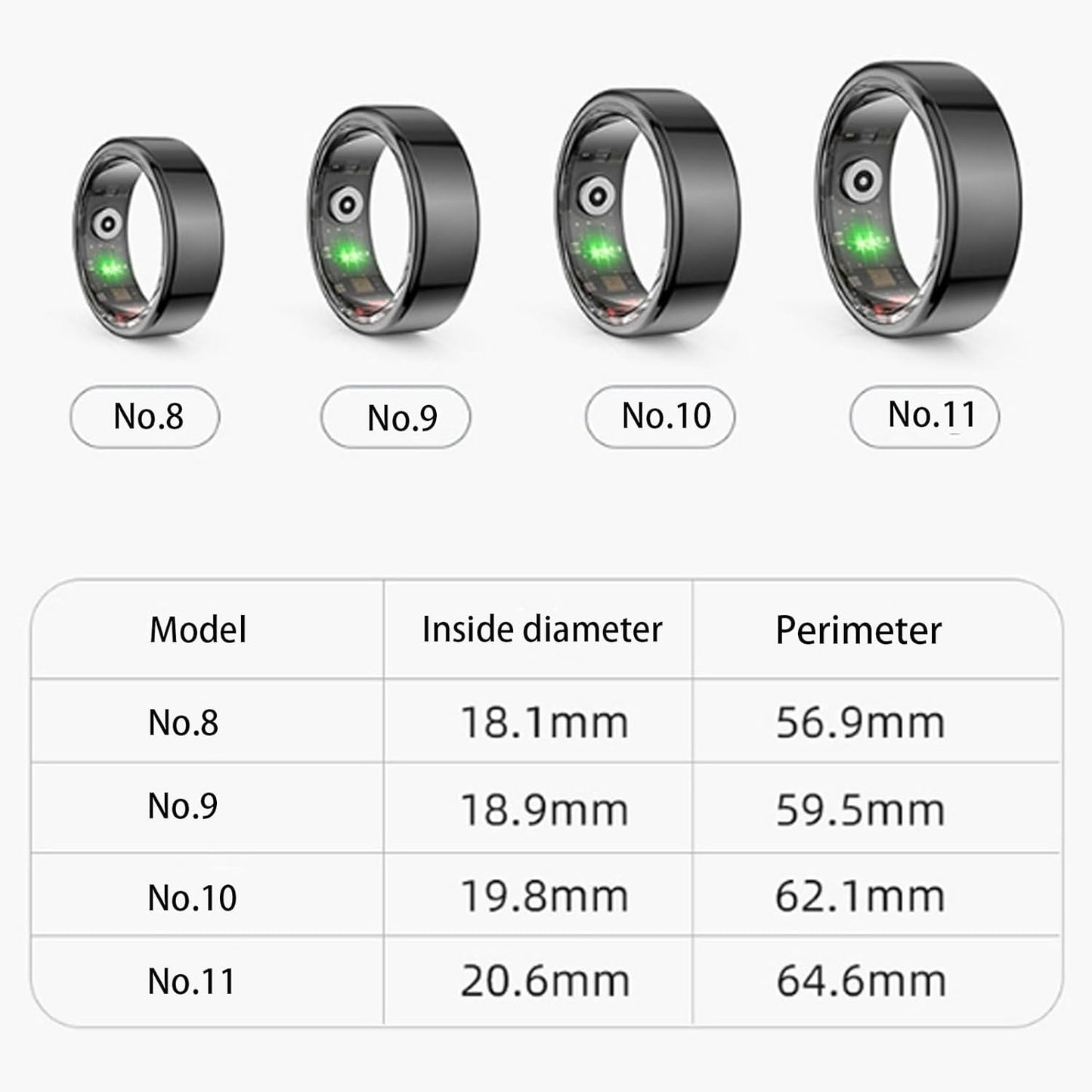 Anillo Inteligente - Rastreador de Fitness y Salud - Monitor de Sueño, Frecuencia Cardíaca y Actividad - Resistente al Agua, Bluetooth 5.0 - Compatible con iOS y Android